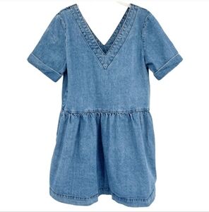 Asos Womens Short Sleeve V-Neck Above Knee Fit And Flare Denim Dress Size 10